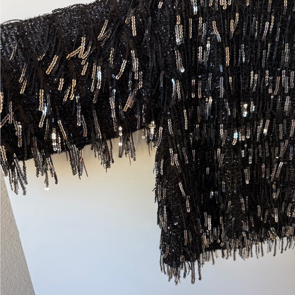 Zara Black Sequin Fringe Blouse - Picture 6 of 9